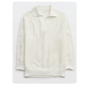 Aerie Open Knit Polo Sweater